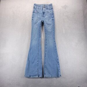 We The Free Jeans Womens 25 Blue Jayde High Rise Flare Stretch Utility Boho